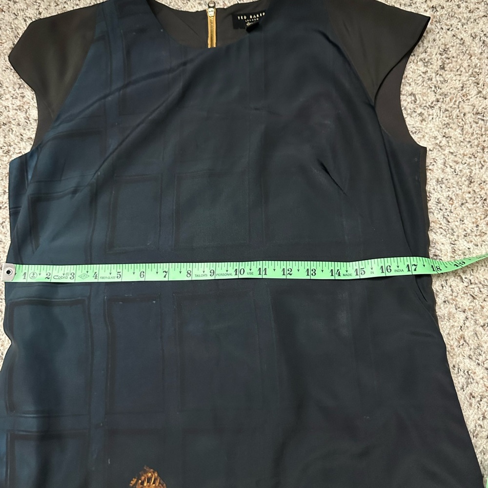 Ted Baker London Langley Print Sheath Dress size 3 or Med green/black - Picture 11 of 16